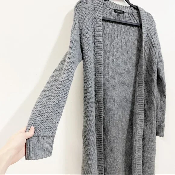 Aritzia Talula Open Front Cardigan Long Length Wool Blend Grey - Picture 3 of 8